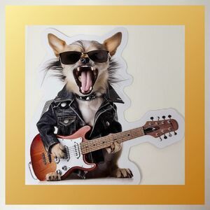 Rocking Chihuahua with Guitar Decal - Perfect for Car, Wall, Phone
